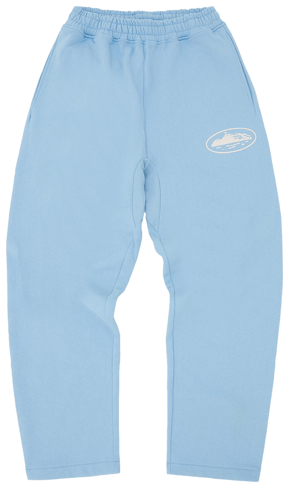 Corteiz Island Puff Print Open Hem Sweatpant Baby Blue
