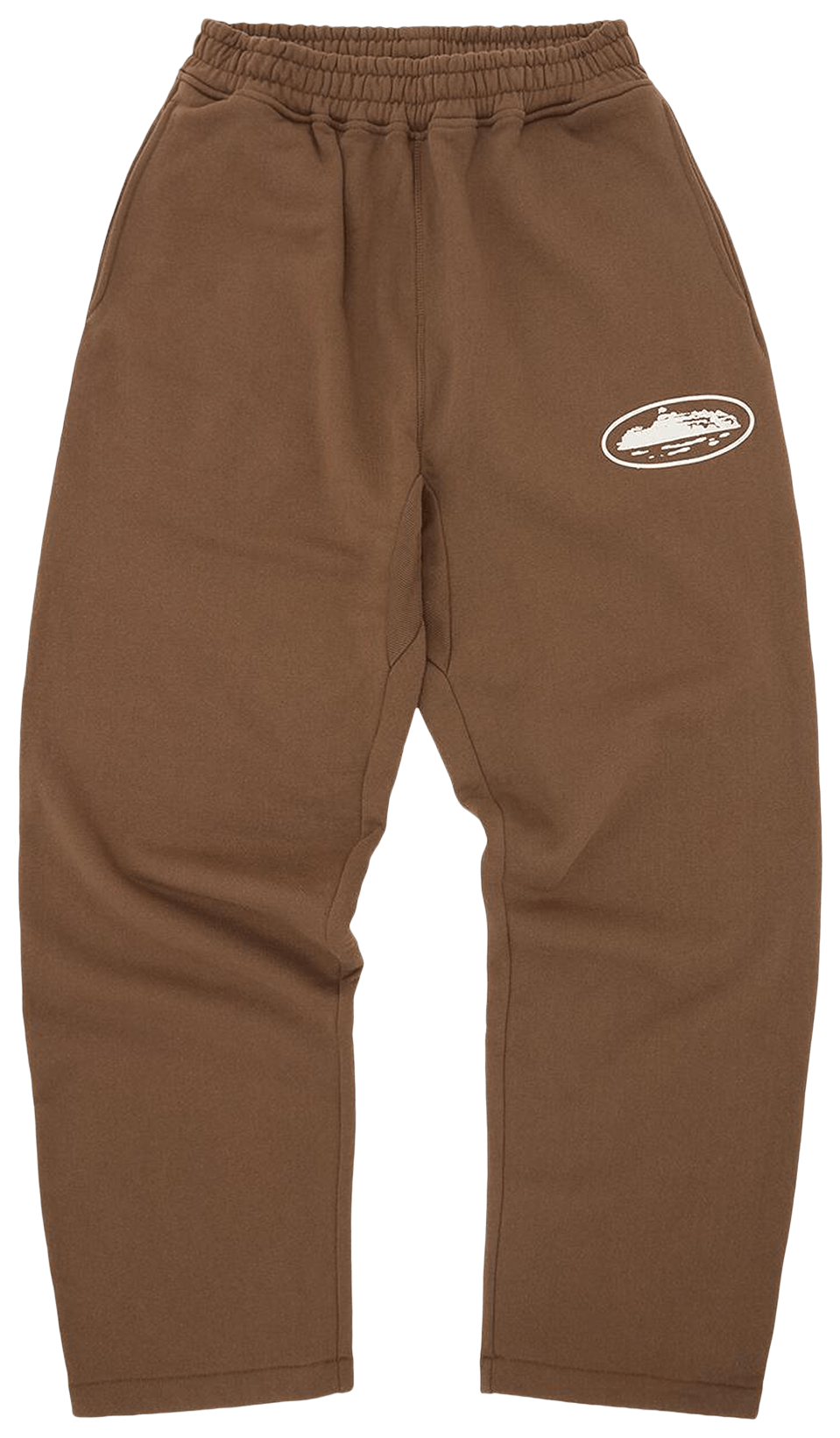Corteiz Island Puff Print Open Hem Sweatpant Brown