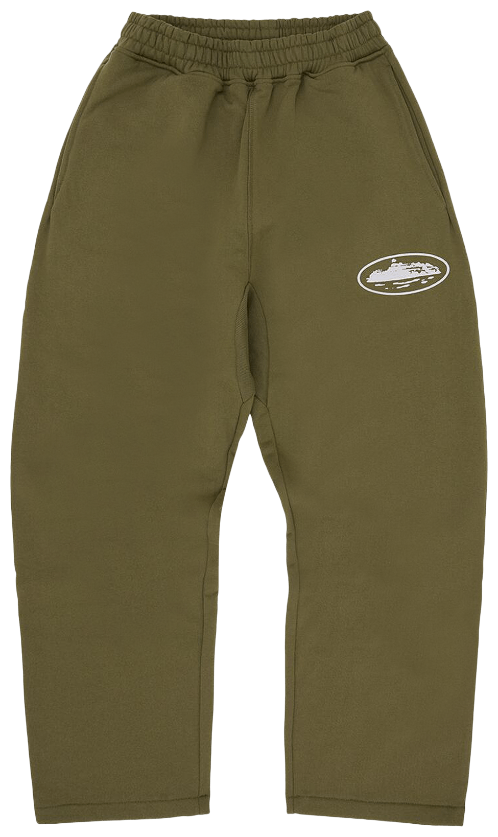 Corteiz Island Puff Print Open Hem Sweatpant Olive