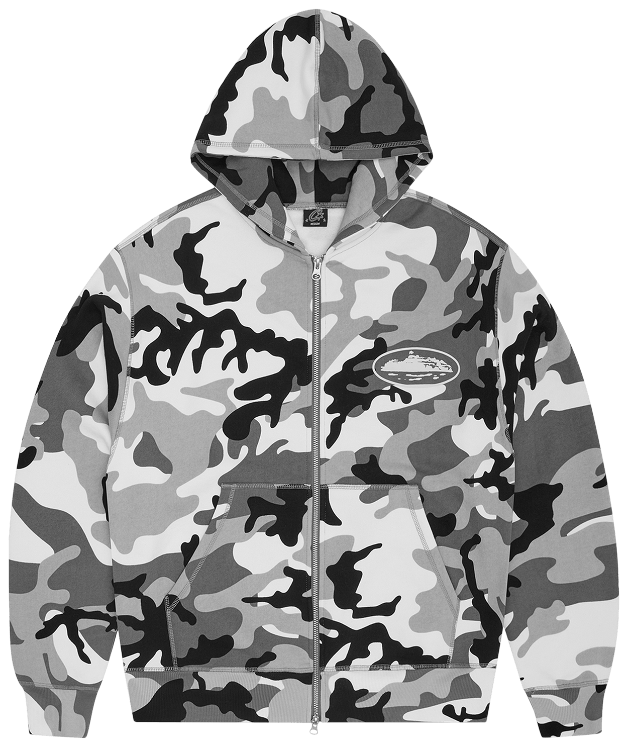Corteiz Island Puff Print Zip Hoodie Arctic Camo