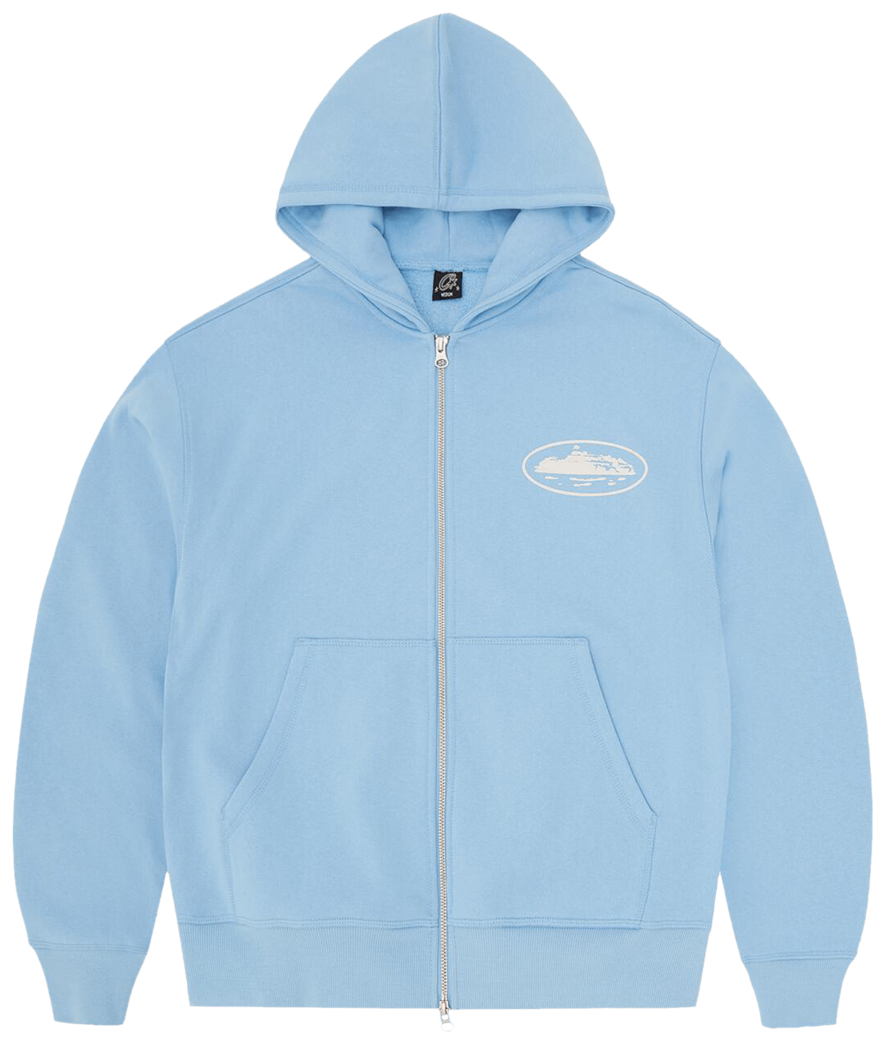 Corteiz Island Puff Print Zip Hoodie Baby Blue