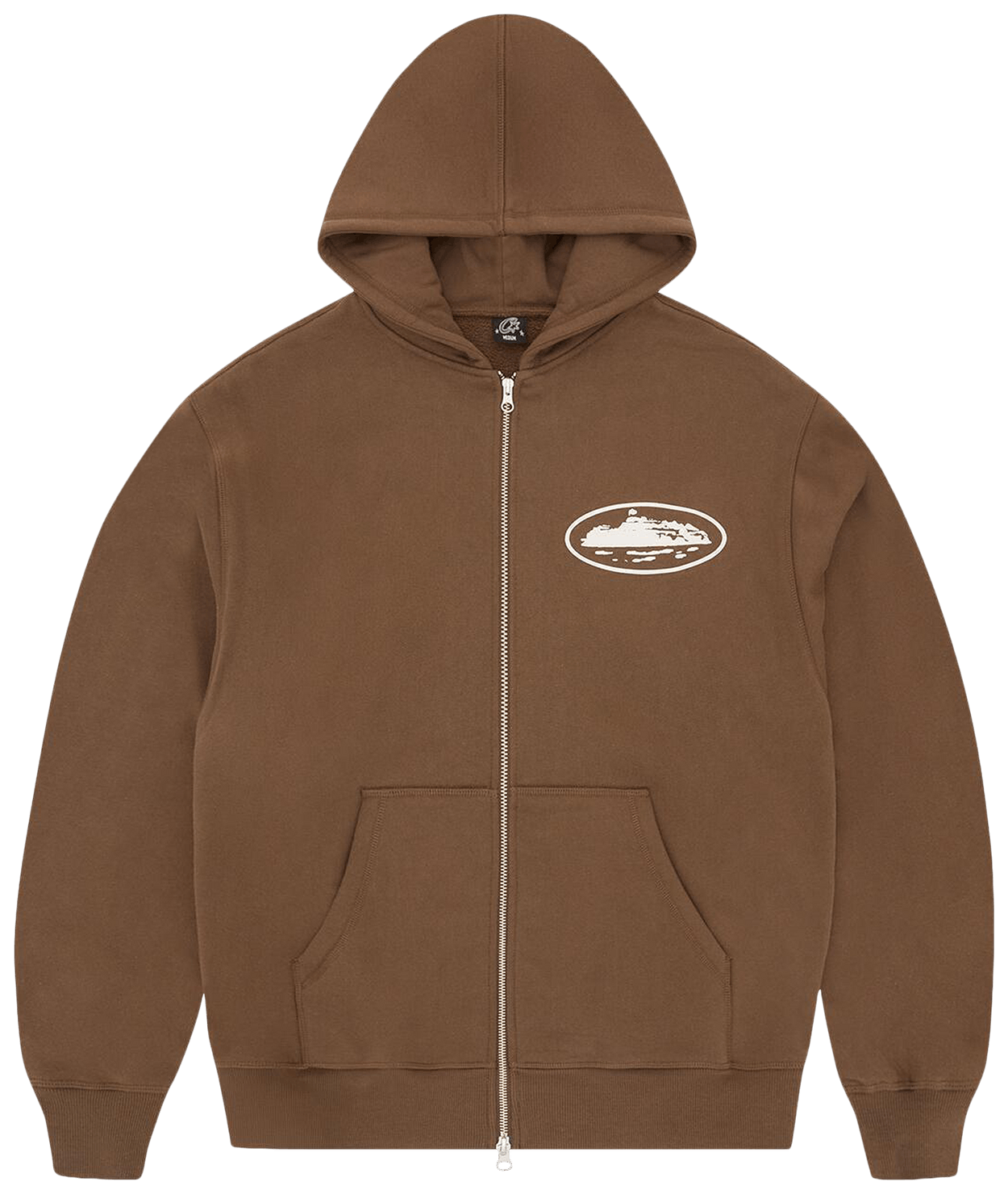 Corteiz Island Puff Print Zip Hoodie Brown
