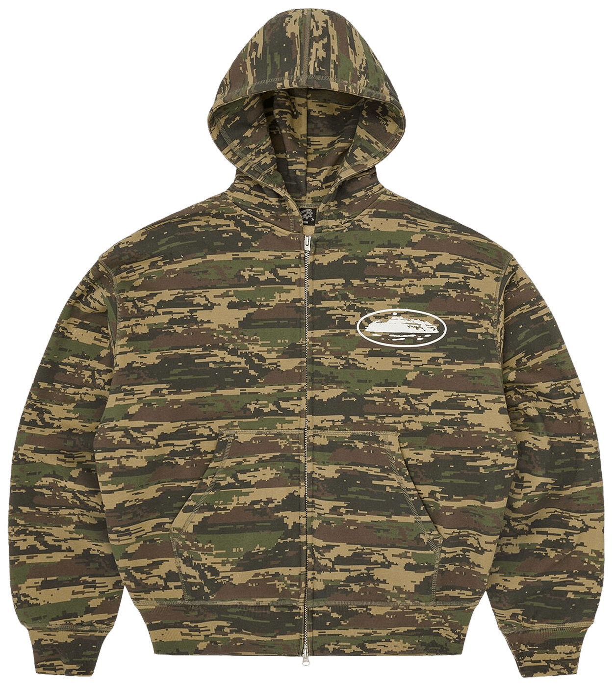 Corteiz Island Puff Print Zip Hoodie Digi Camo