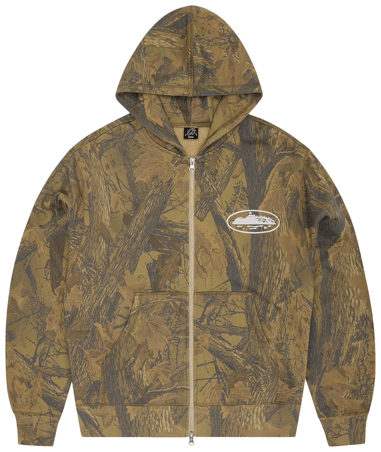 Corteiz Island Puff Print Zip Hoodie Forest Camo