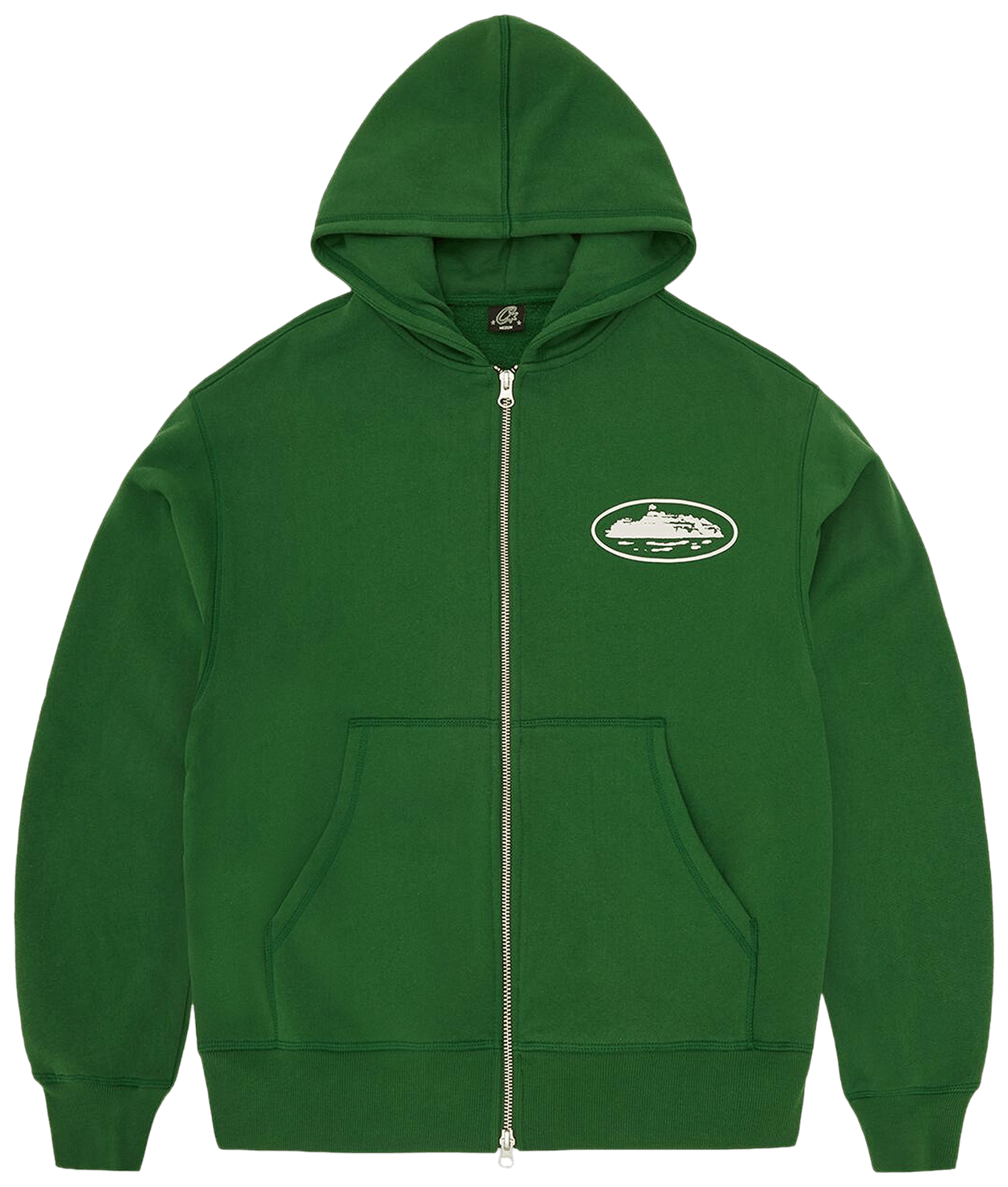 Corteiz Island Puff Print Zip Hoodie Green