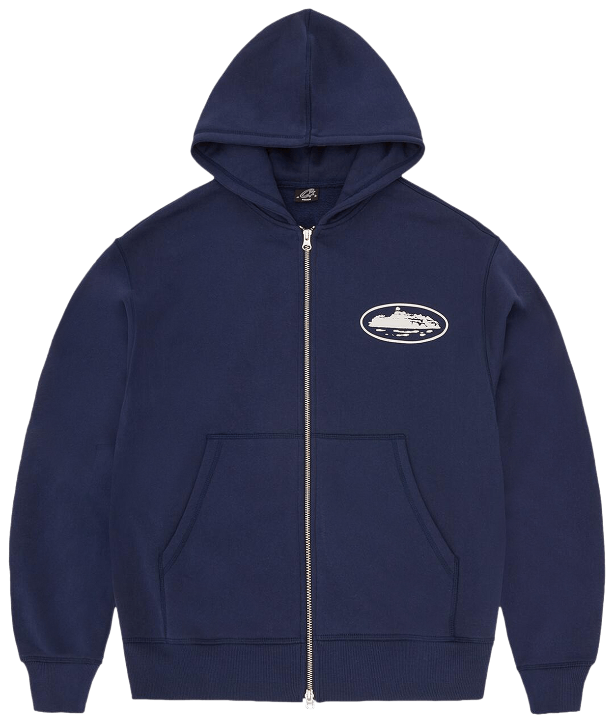 Corteiz Island Puff Print Zip Hoodie Navy