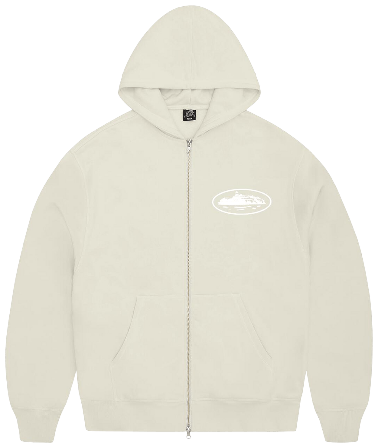 Corteiz Island Puff Print Zip Hoodie Off White