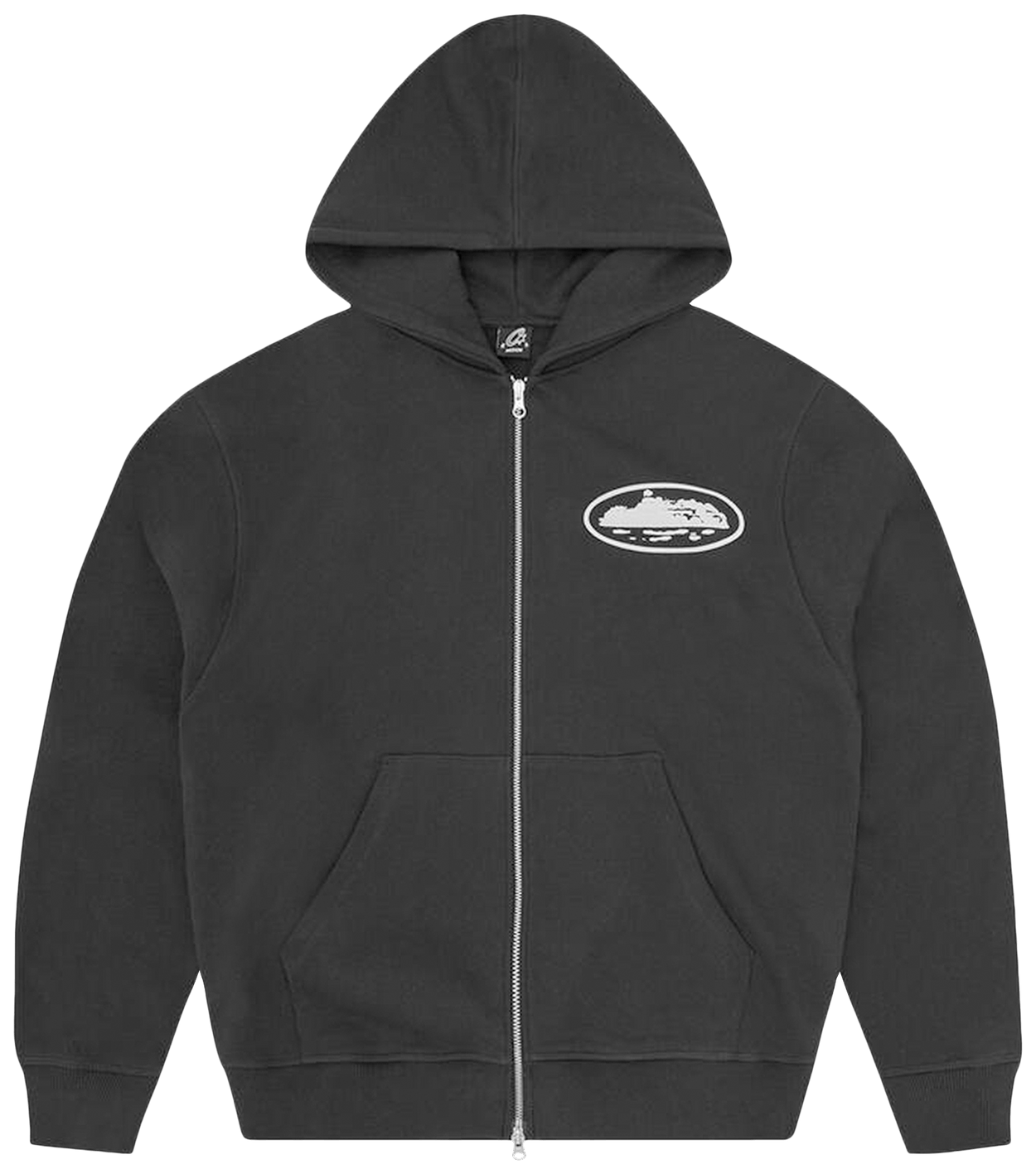Corteiz Island Puff Print Zip Hoodie Washed Black