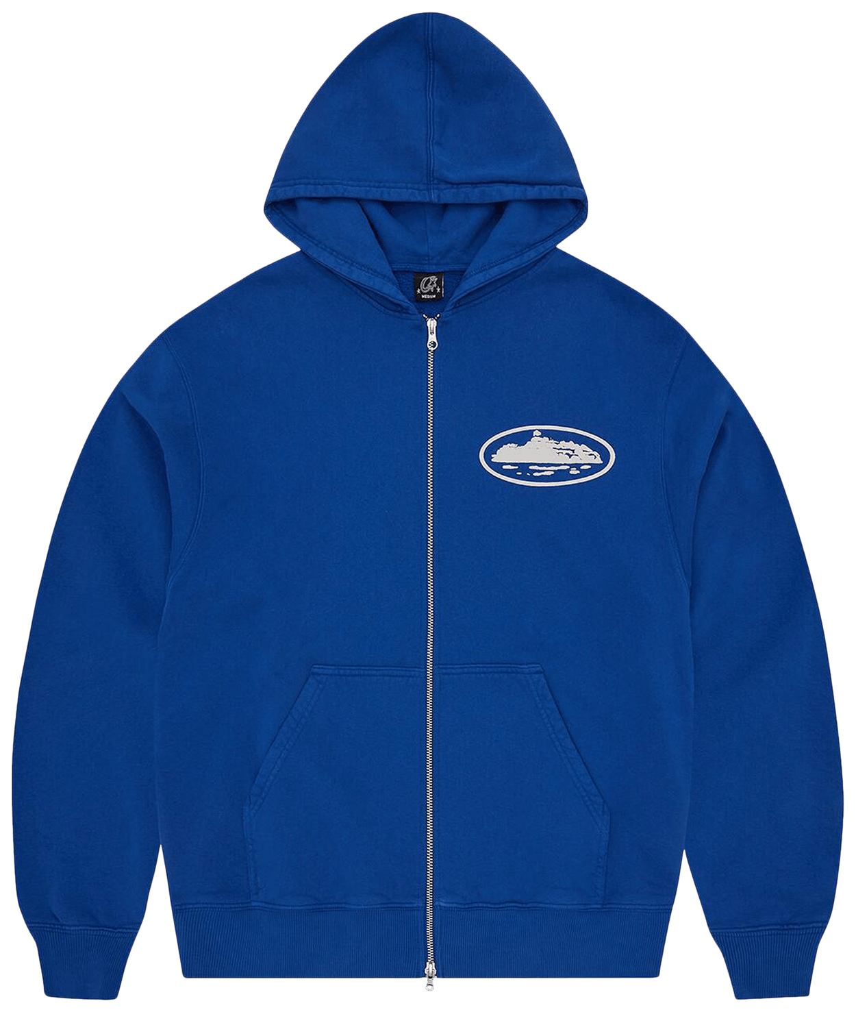 Corteiz Island Puff Print Zip Hoodie Washed Royal