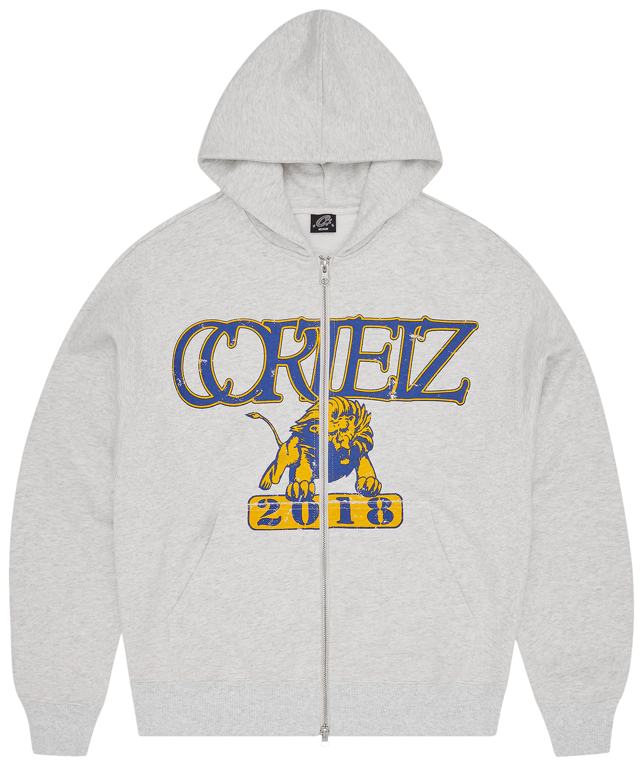 Corteiz Lion Boxy Zip Hoodie Light Heather