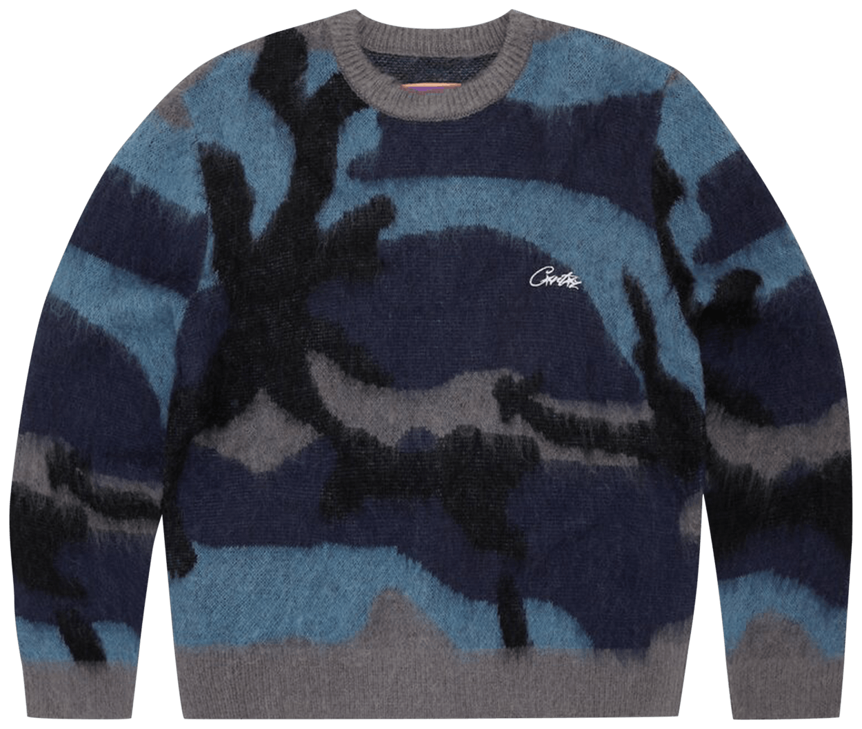 Corteiz Mohair Knit Sweater Ocean Camo