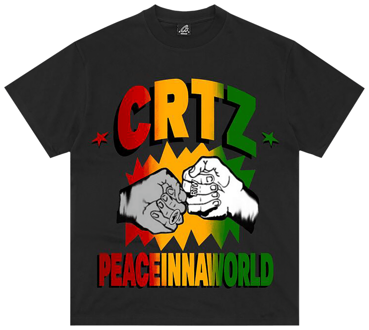Corteiz Peaceinnaworld Tee New Blank Black