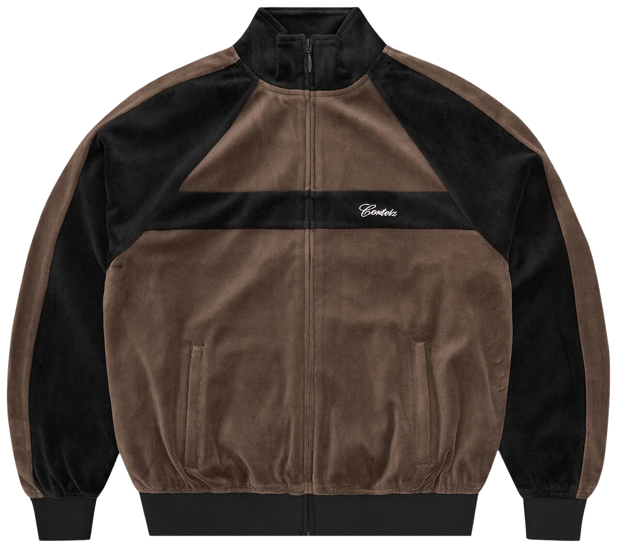 Corteiz Pista Velour Track Jacket Black/Brown