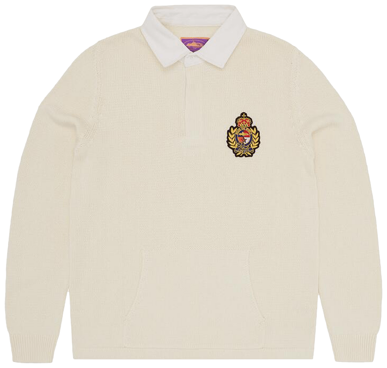 Corteiz Royale Crest Knit Rugby Shirt Cream