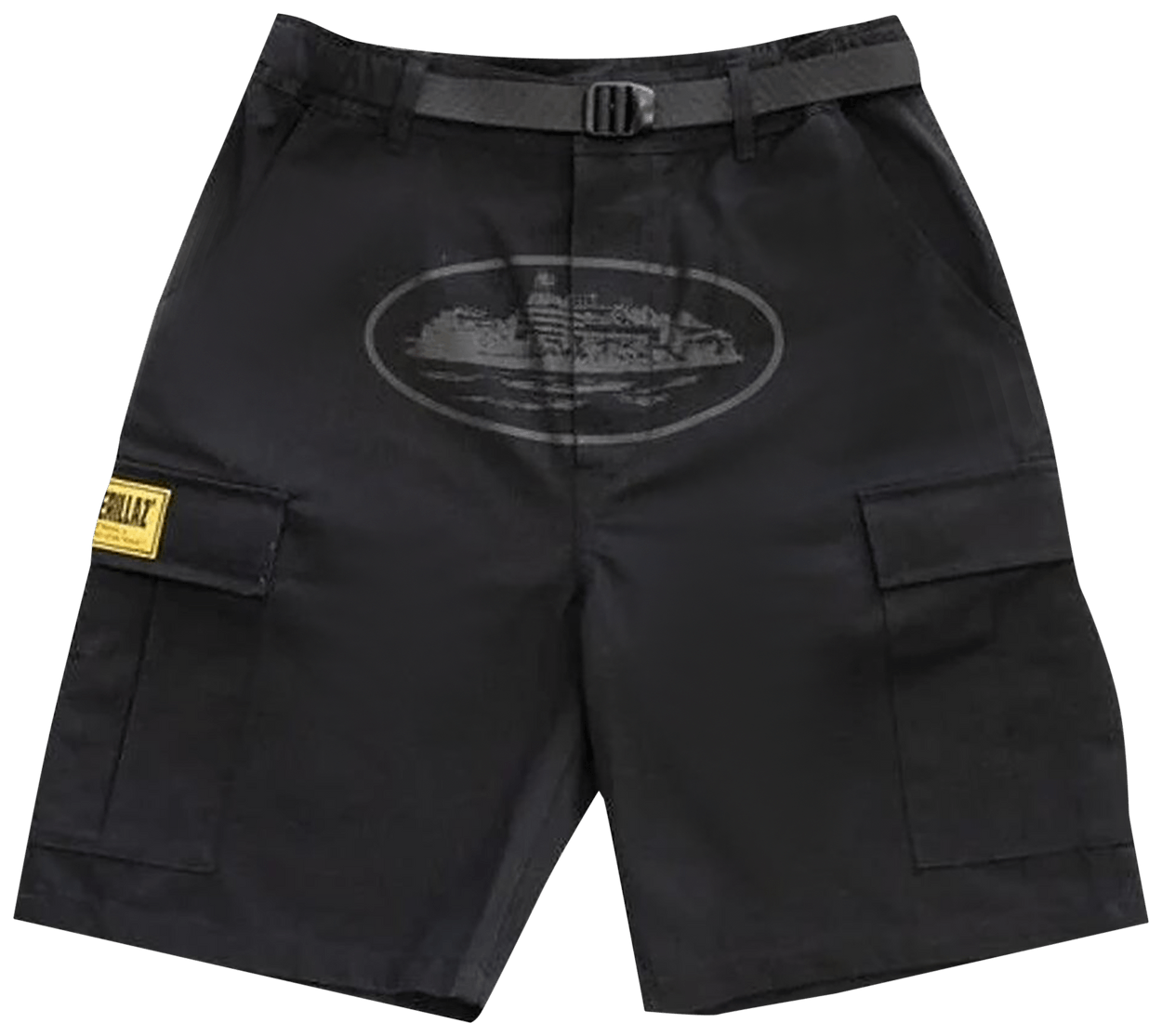 Corteiz RTW OG Alcatraz Cargo Shorts Triple Black