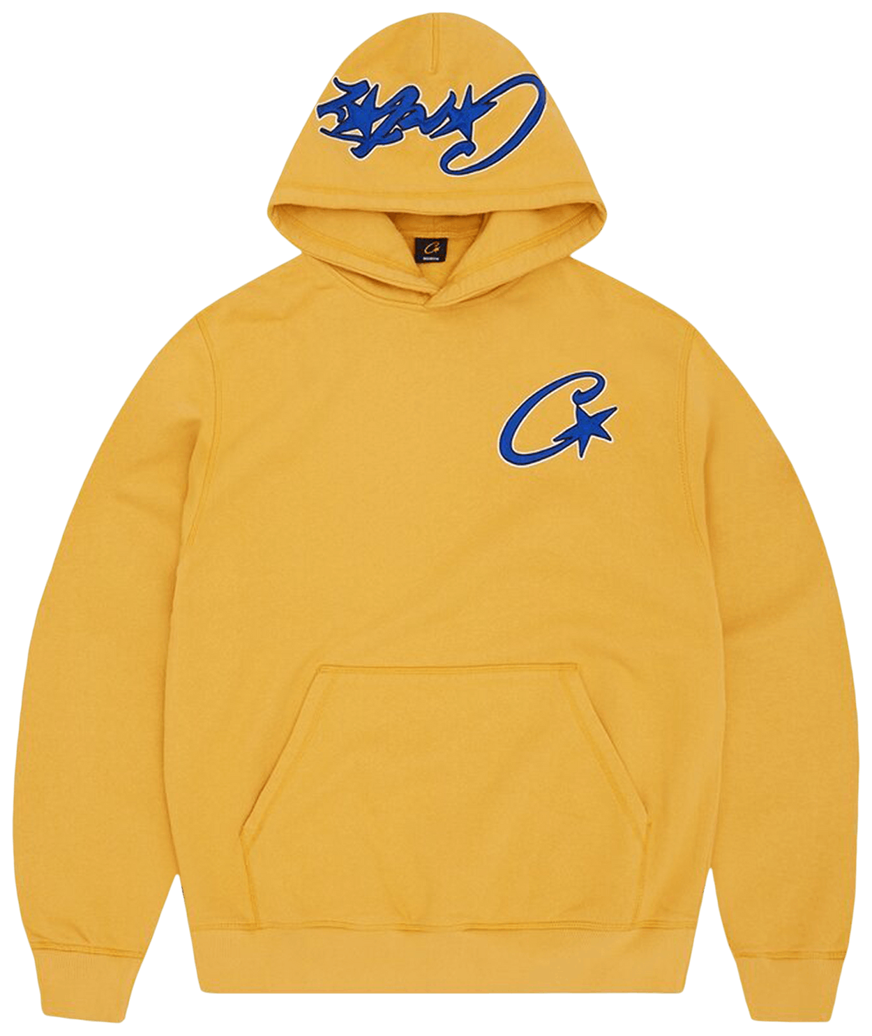 Corteiz Satin C Star Appliqué Hoodie Mustard