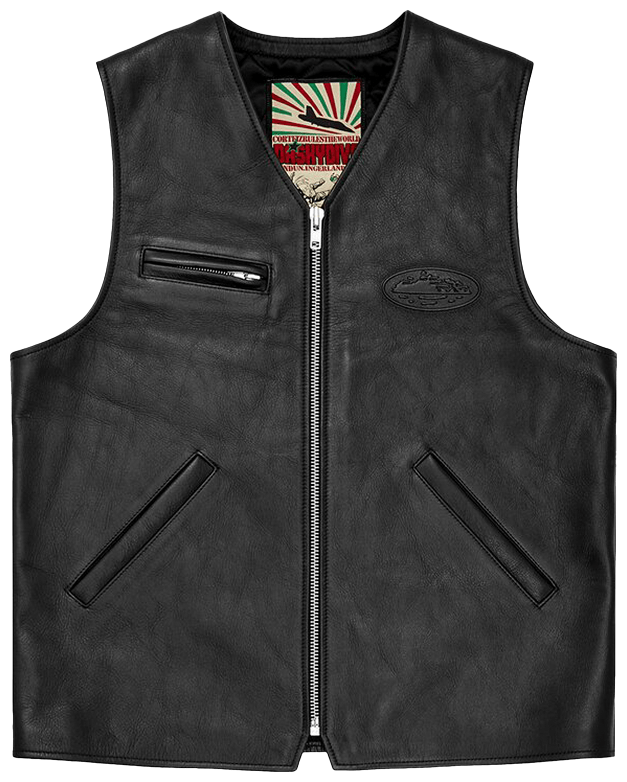 Corteiz Skydive Leather Vest Black