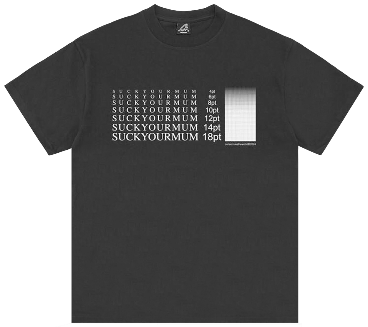 Corteiz Times New Roman Tee New Blank Black
