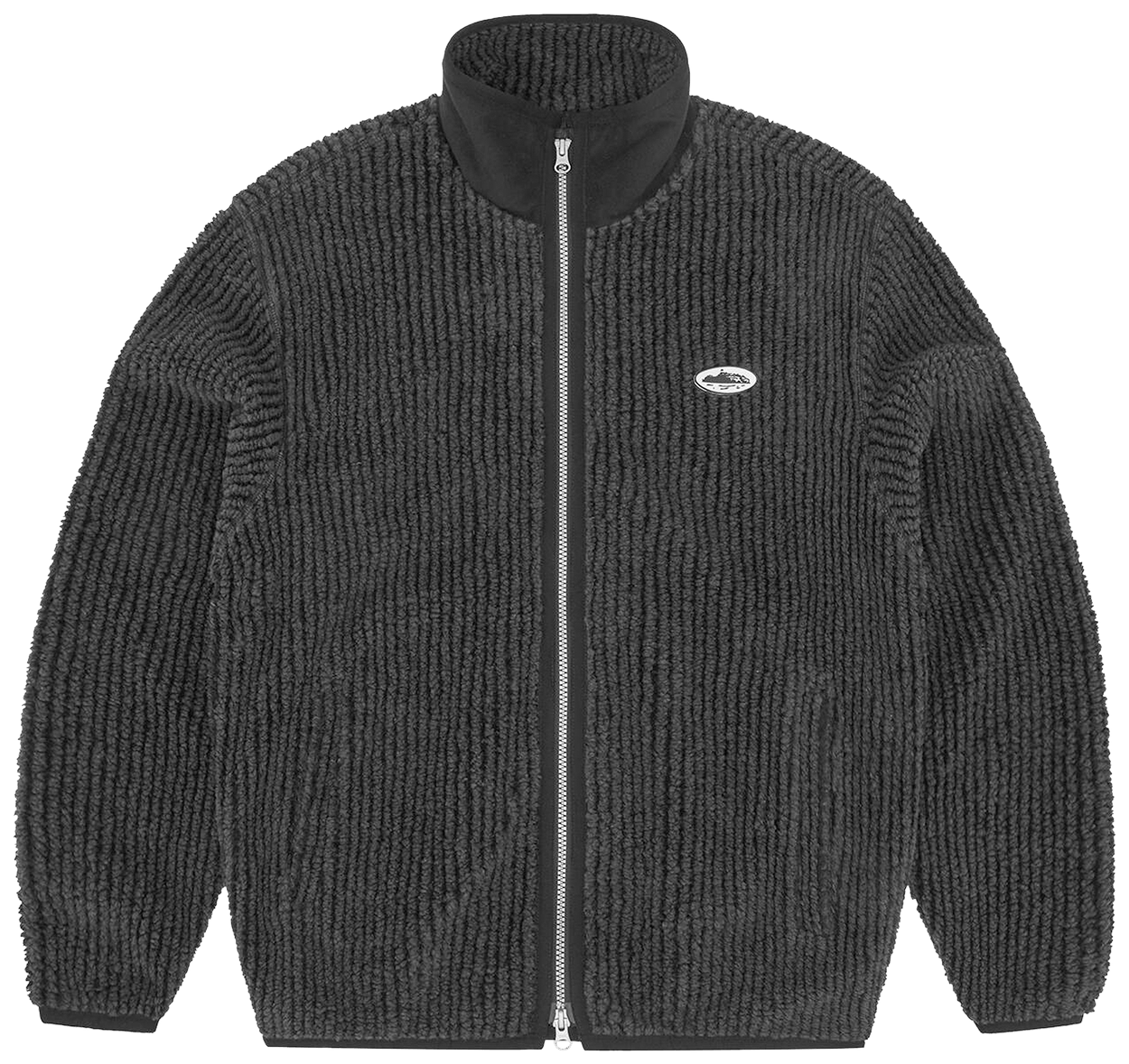 Corteiz Two Tone Sherpa Fleece Jacket Black/Grey