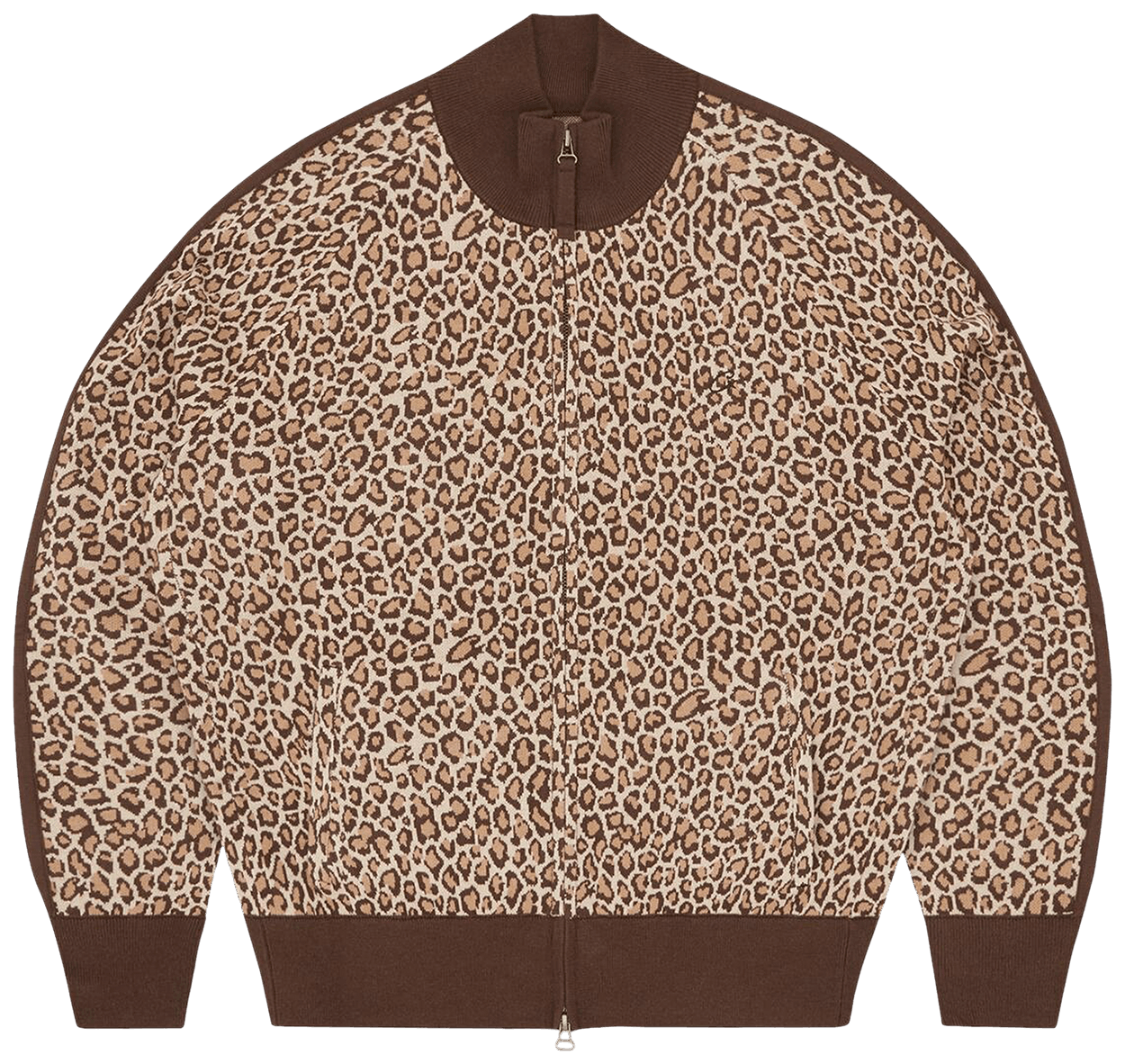 Corteiz VVS Leopard Jacquard Knit Zip Up Brown