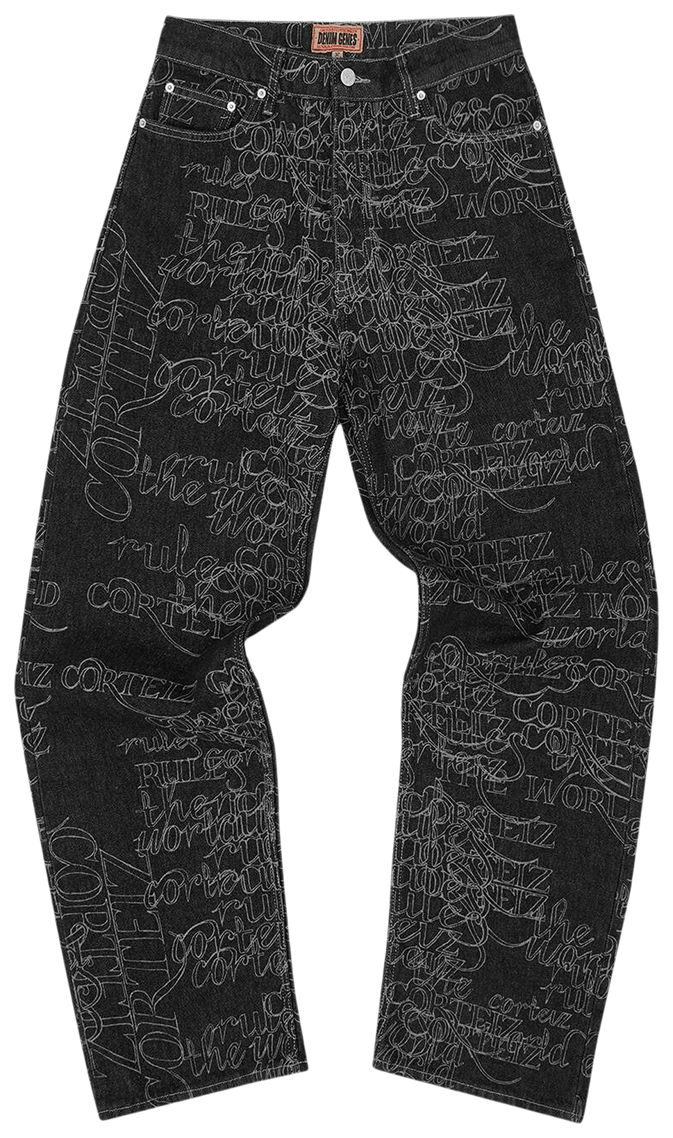 Corteiz Handwritten Denim Baggy Jeans Black