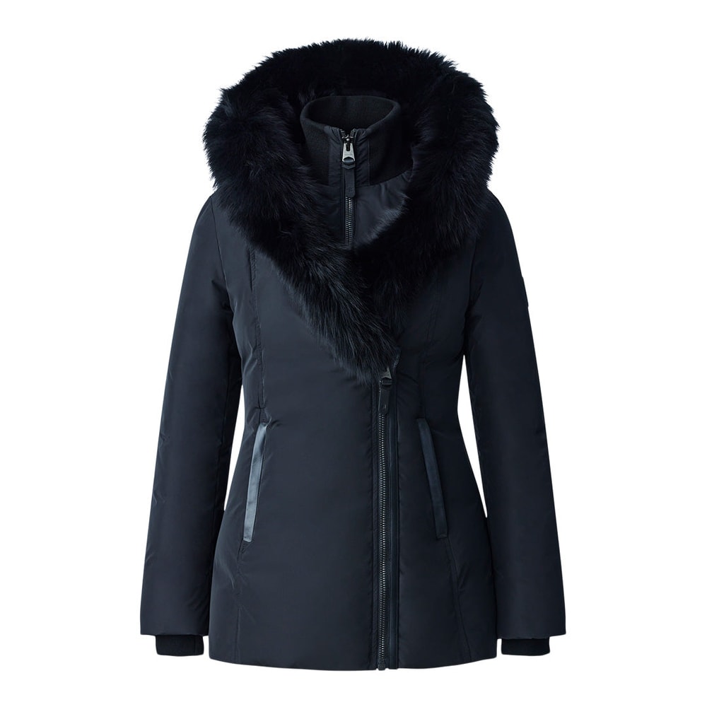 Mackage ADALI-BX Down coat with blue fox fur Signature Mackage Collar Black