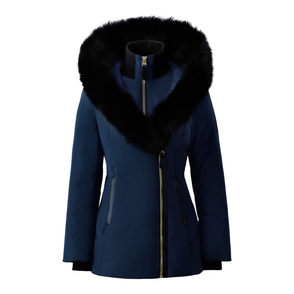 Mackage ADALI-BX Down coat with blue fox fur Signature Mackage Collar Navy-Gold
