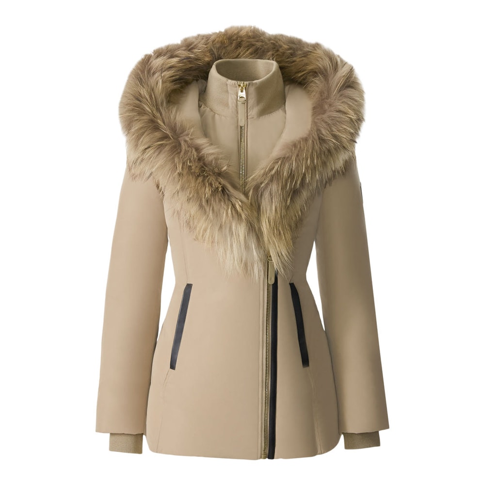 Mackage ADALI-F Down coat with natural fur Signature Mackage Collar Light Camel-Gold