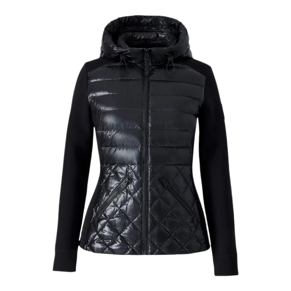 Mackage AGATHA Quilted Mixed-Media Hooded Jacket Black
