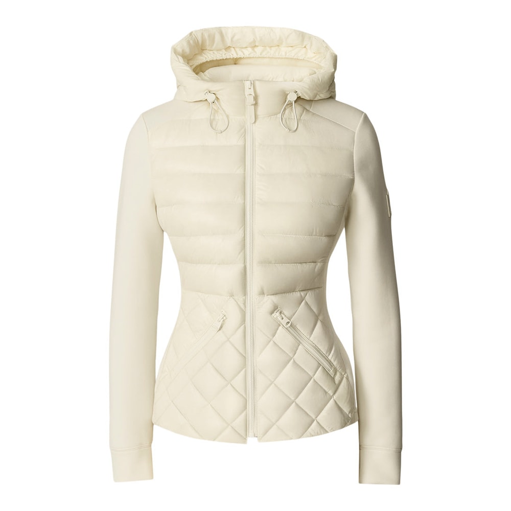 Mackage AGATHA Quilted Mixed-Media Hooded Jacket Cream