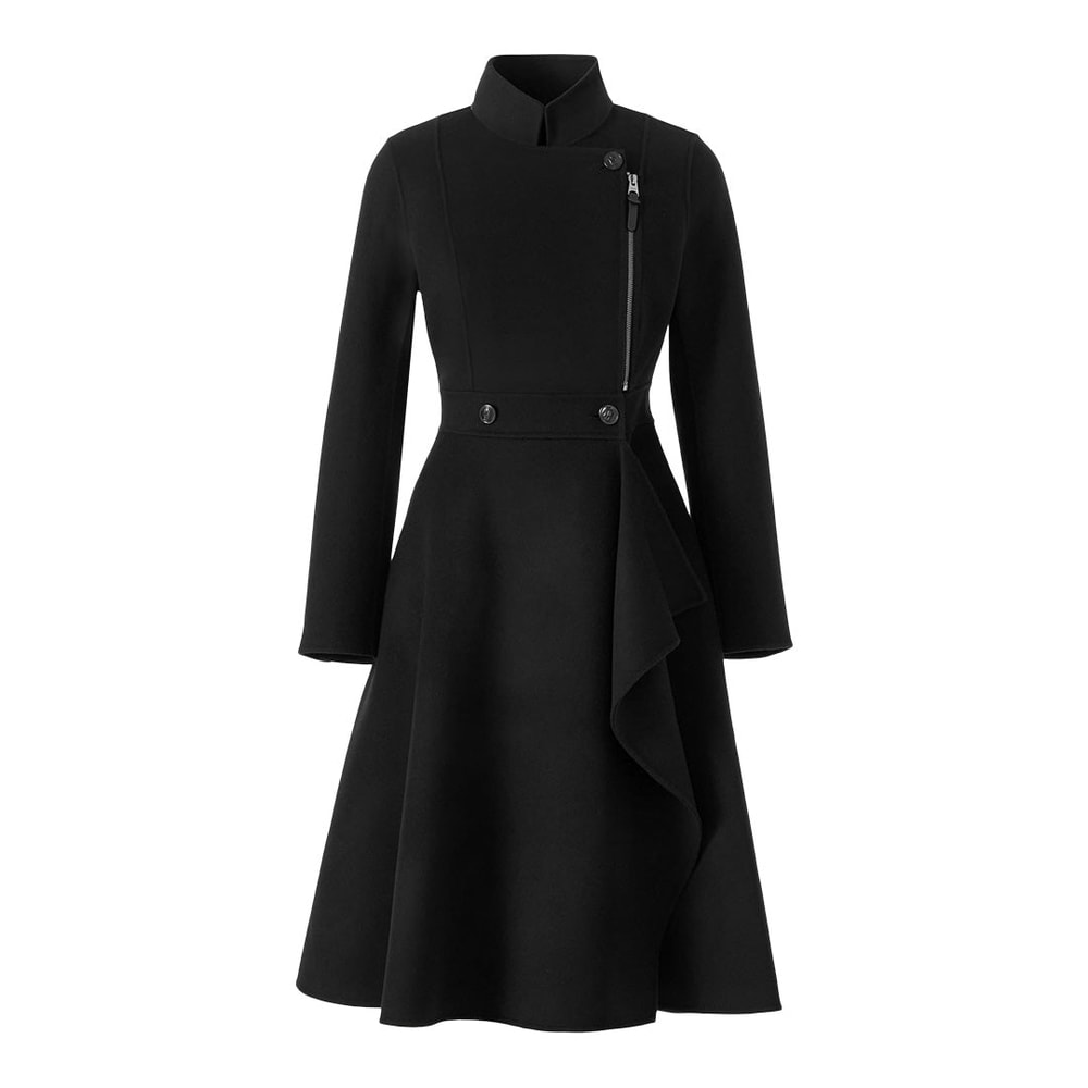Mackage ANNIA Asymmetrical Wool Coat Black
