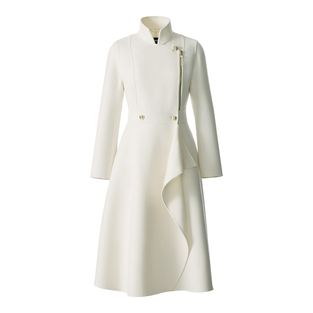 Mackage ANNIA Asymmetrical Wool Coat Cream