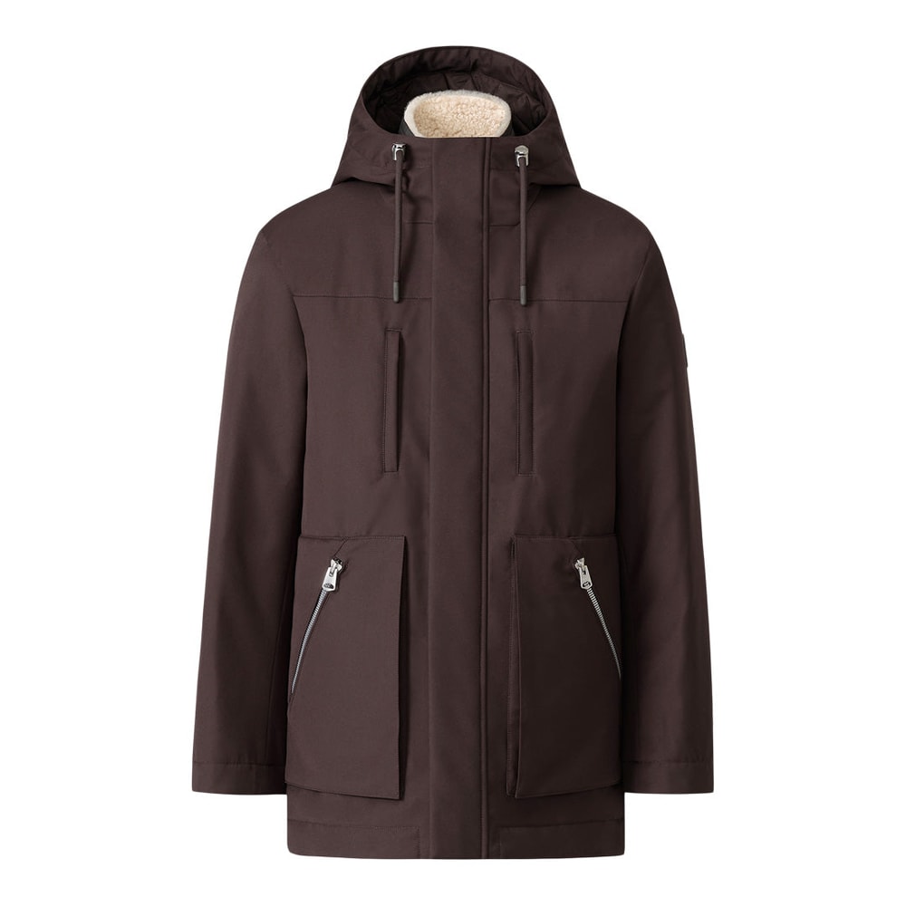 Mackage ARCHIE 3-in-1 short parka with down and shearling wearable liner Coffee-Natural