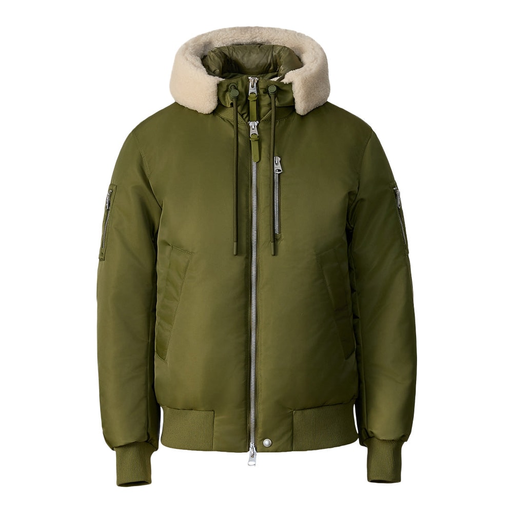 Mackage AUGUST-Z bomber jacket with shearling-trimmed hood Light Military