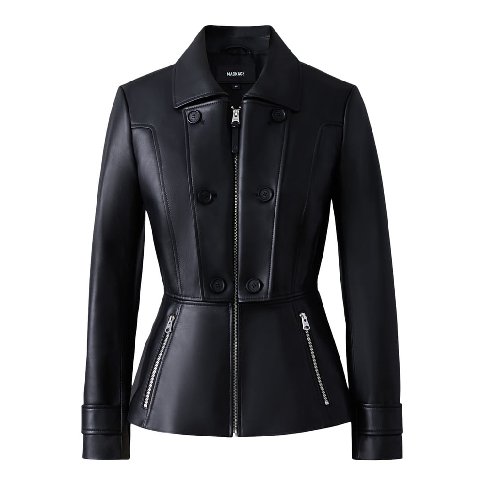Mackage BARBARA Fitted Lamb Leather Jacket Black
