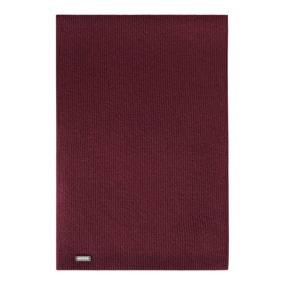 Mackage BENSON Rib-Knit Wool Blend Scarf Garnet