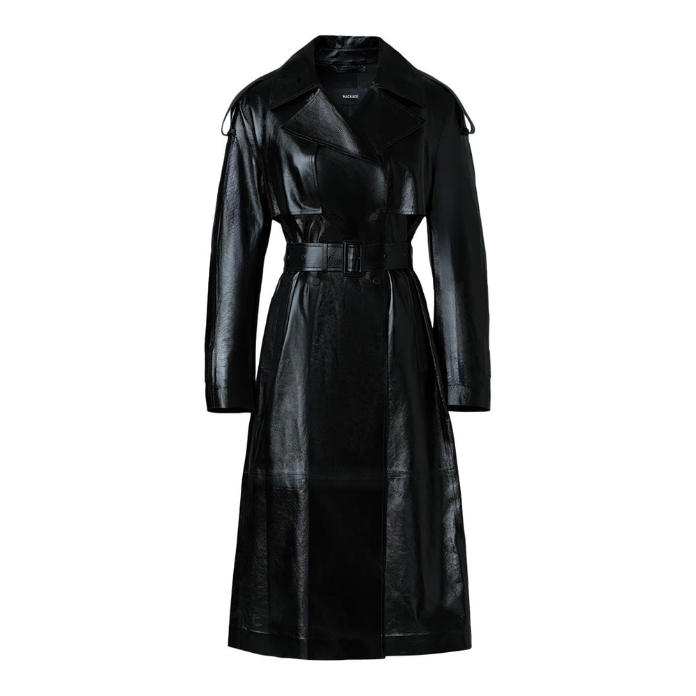 Mackage CARMELA Leather Trench with Belt Black