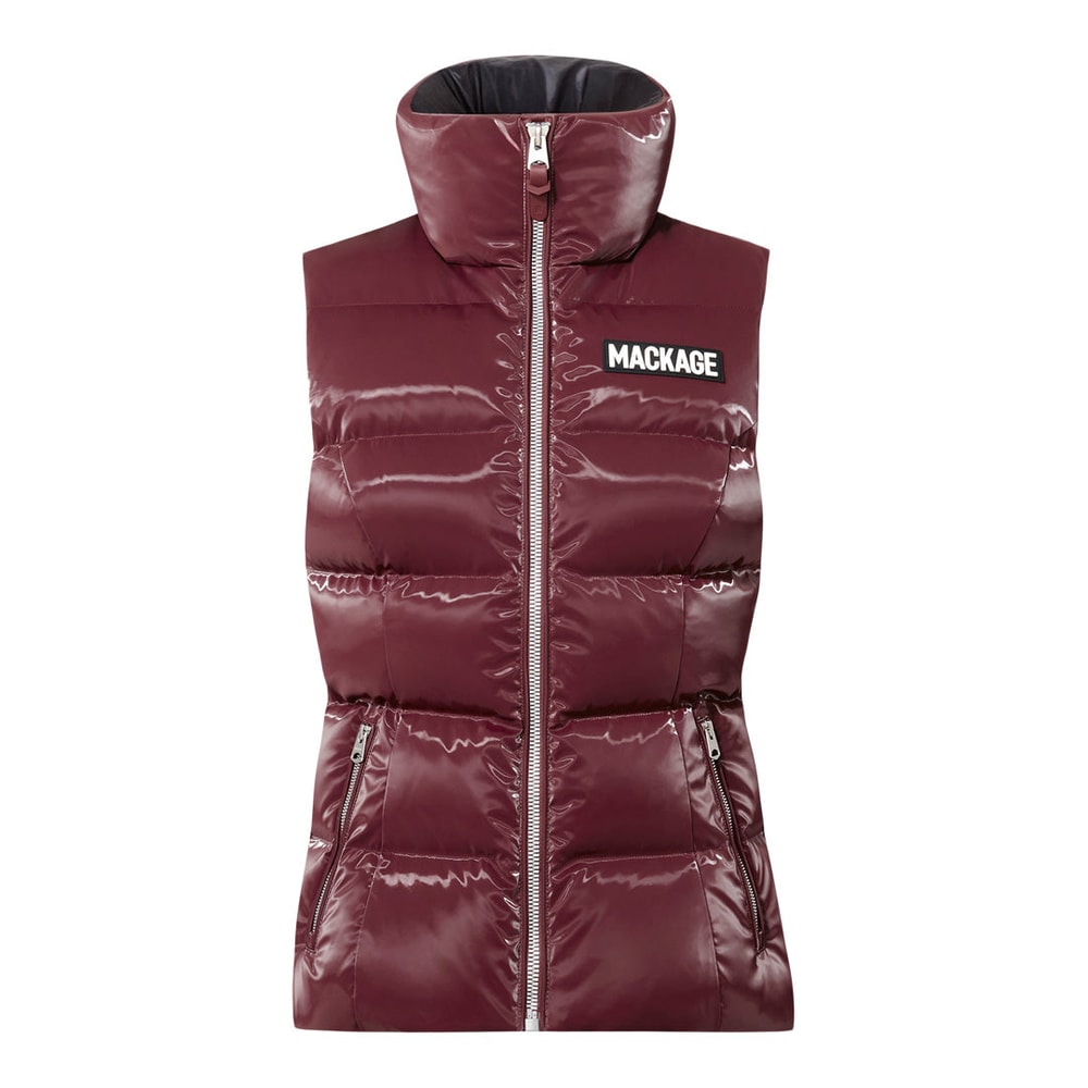 Mackage CHAYA-GLO High-Gloss Shell Down Vest Garnet