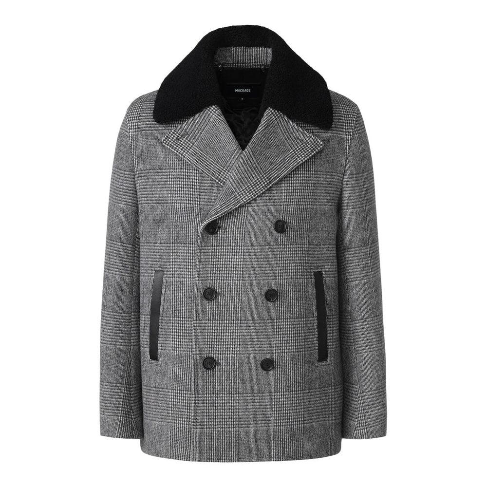 Mackage COLE-PL Double-breasted wool peacoat Black-Cream