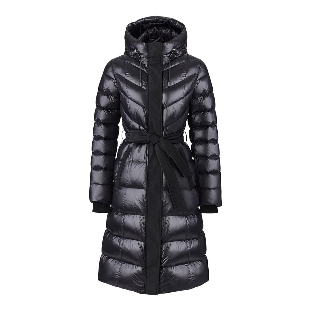 Mackage CORALIA down coat with hood and sash belt Black