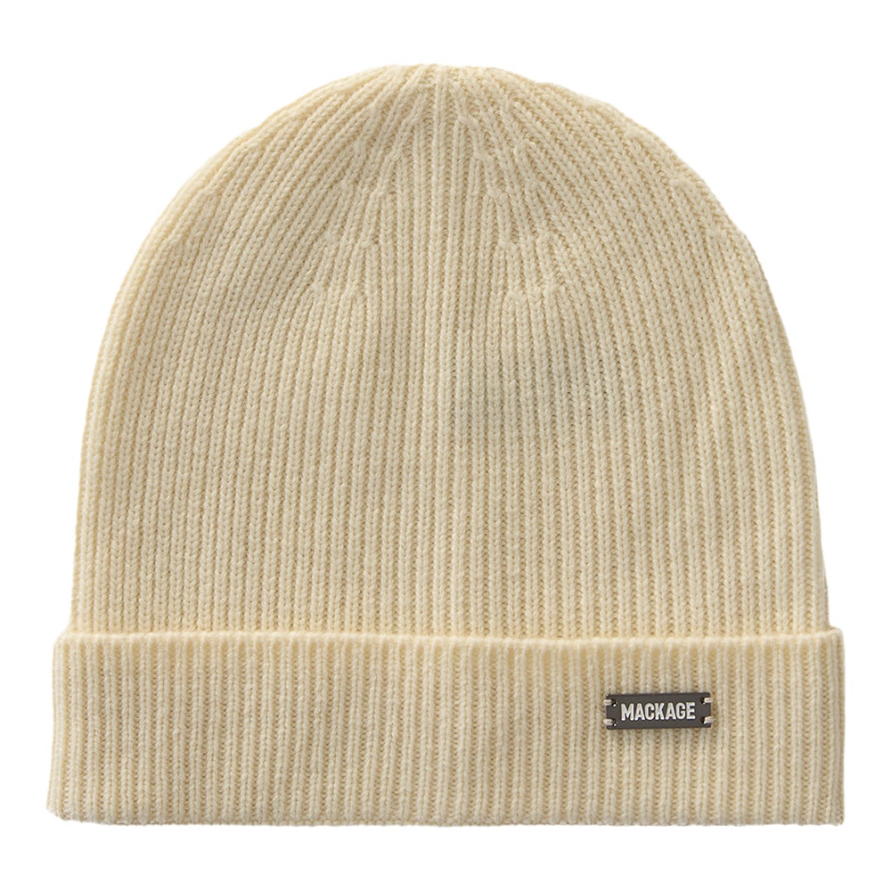 Mackage DAWSON Fish Rib Knit Wool Blend Beanie Cream