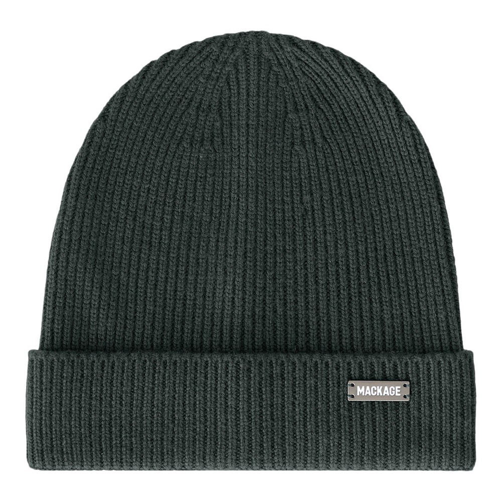 Mackage DAWSON Fish Rib Knit Wool Blend Beanie Evergreen