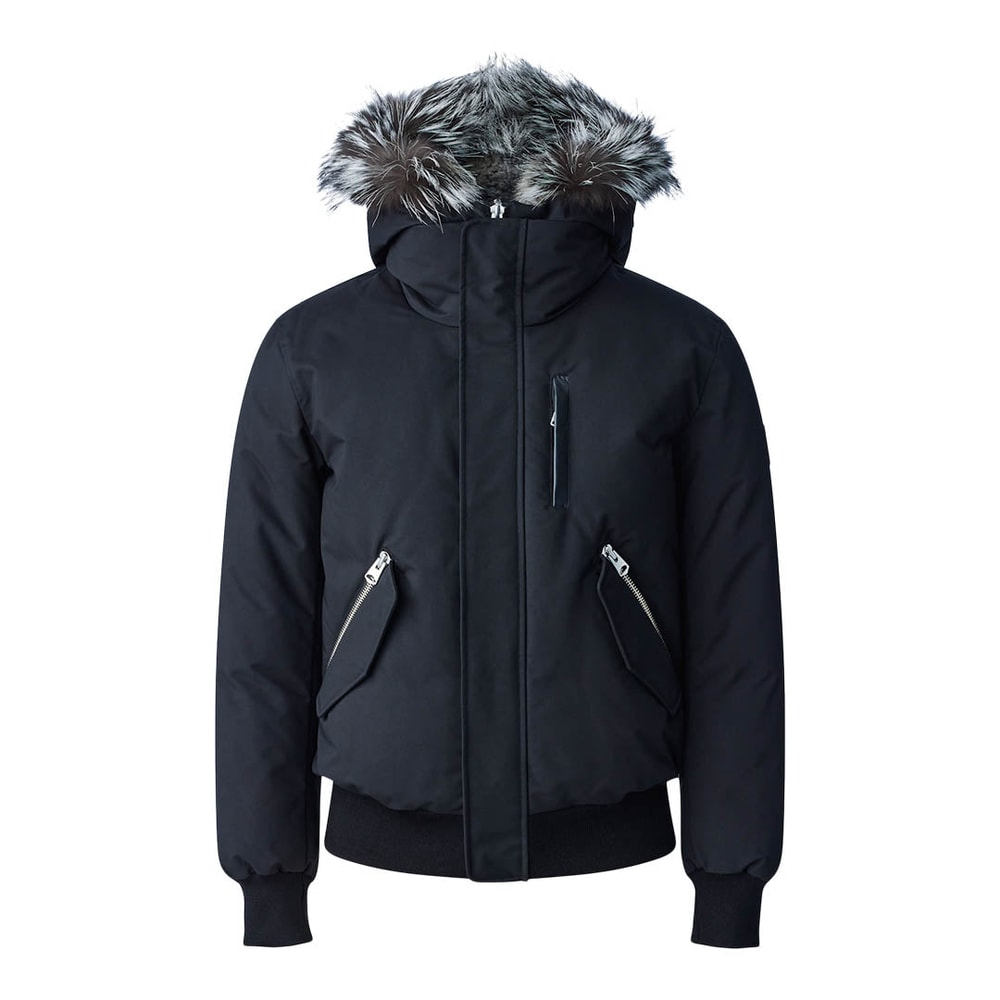 Mackage DIXON-X 2-in-1 Nordic Tech down bomber with silver fox fur Black-Silver