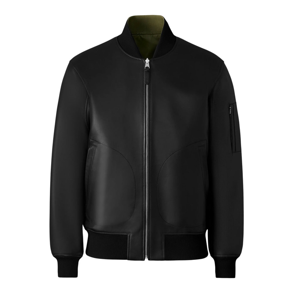 Mackage EASTON-SA 2-in-1 Reversible Leather Bomber Jacket Black