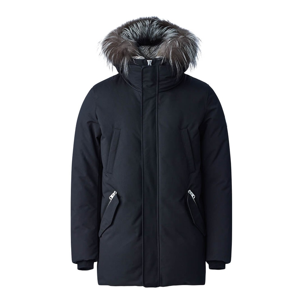Mackage EDWARD-X 2-in-1 down parka with hooded bib and silver fox fur Black-Silver
