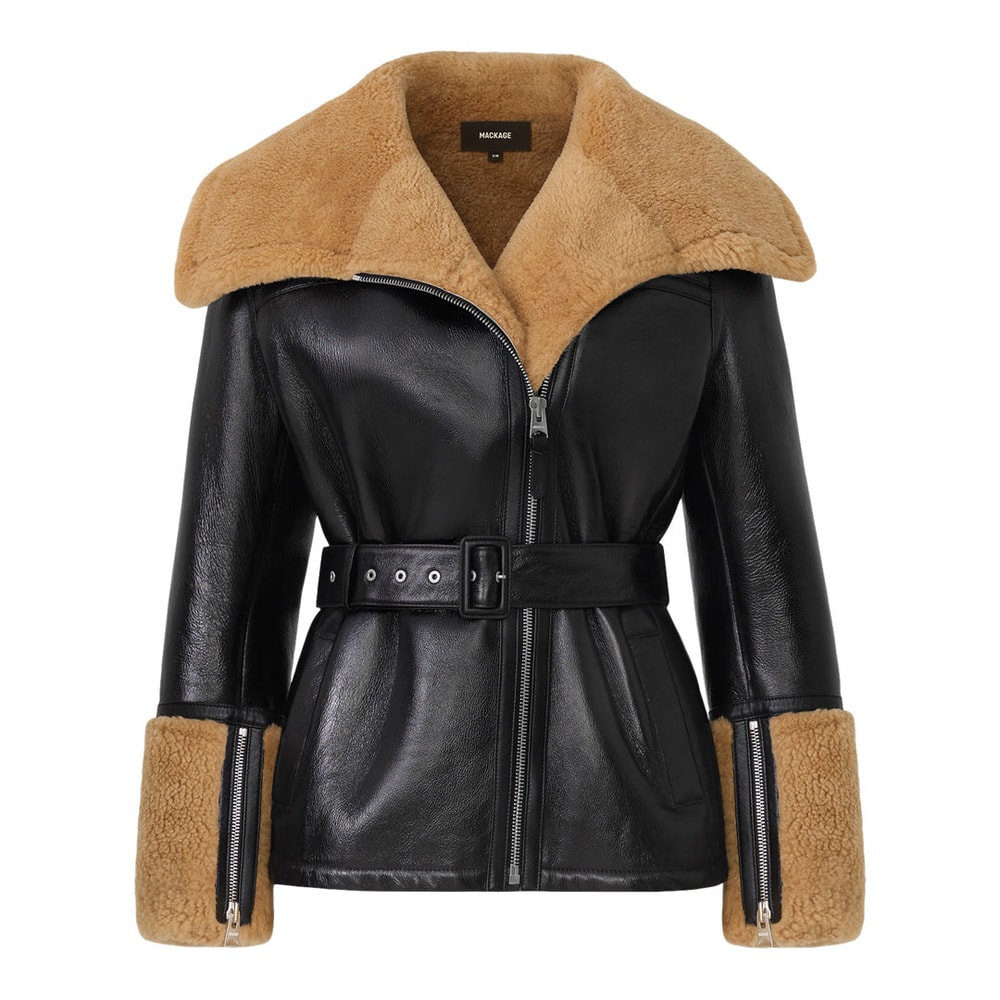 Mackage EILEEN shearling jacket Black-Toffee