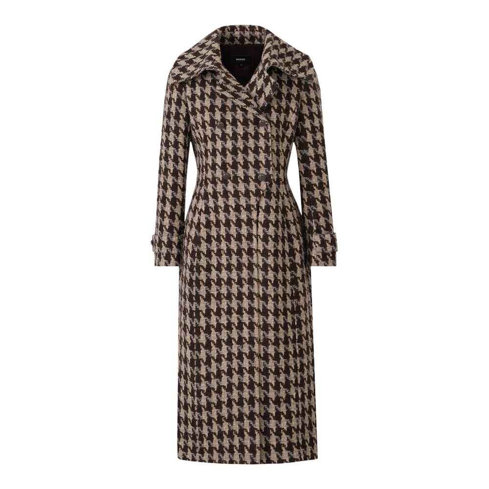 Mackage ELODIE-BHT fitted Houndstooth Patterned Wool coat Coffee