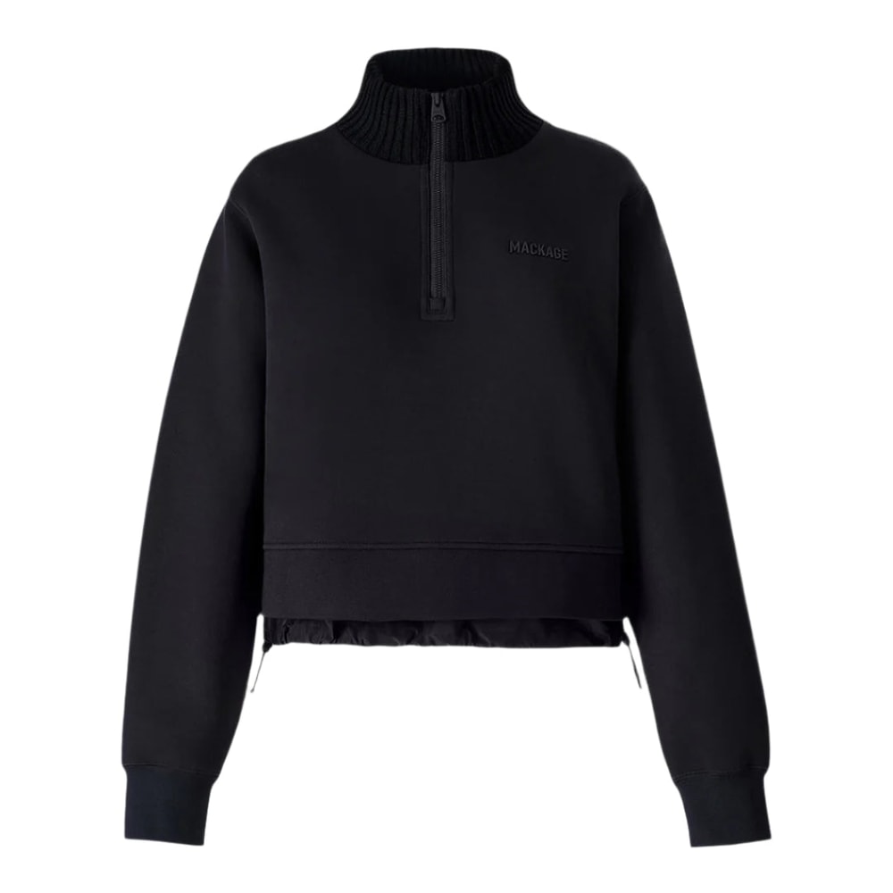 Mackage ELVIRA Quarter-Zip Cotton Sweatshirt Black-Black