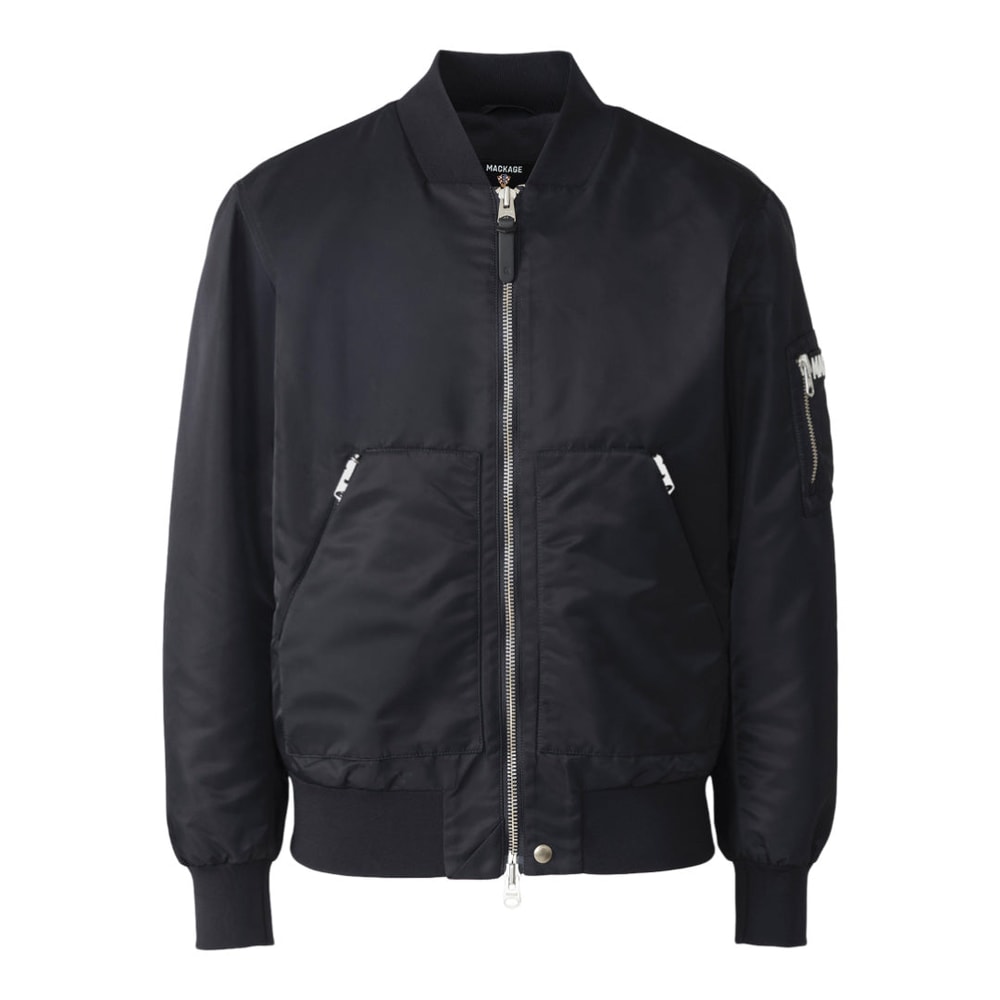 Mackage EMILIO-CR Satin Bomber Jacket Navy