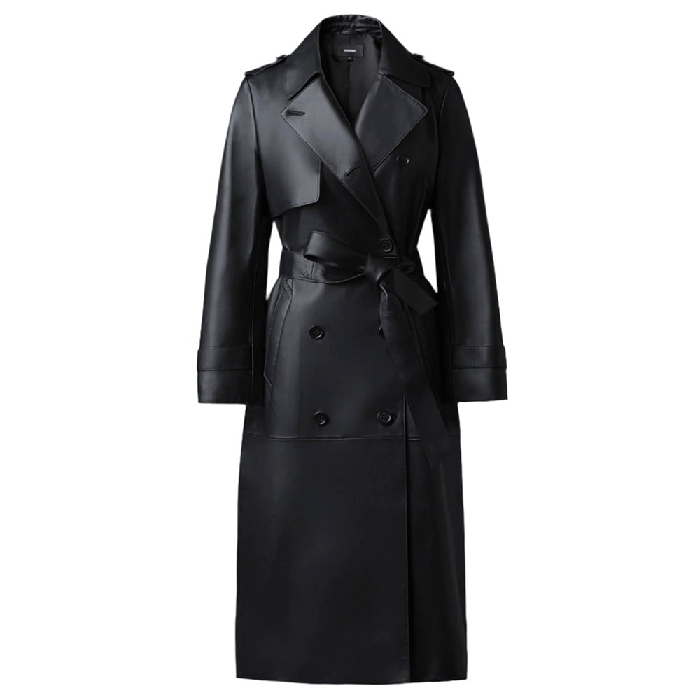 Mackage GAEL-V Maxi Leather Trench Coat Black